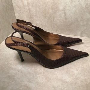 Faux Slingback Alligator Red-Bottom Mules